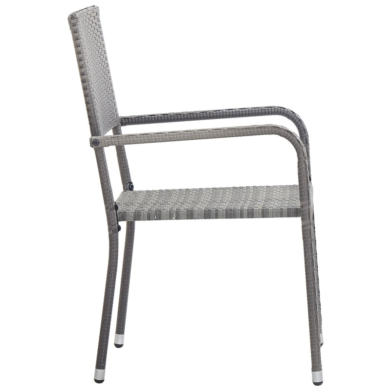 vidaXL 5 Piece Garden Dining Set Grey and Black Poly Rattan and Steel
