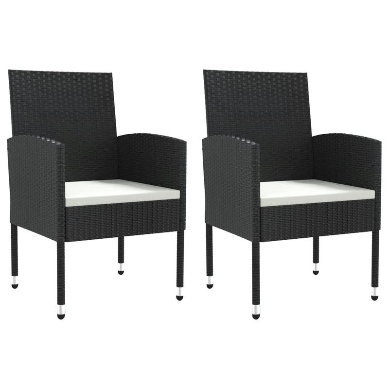 vidaXL 3 Piece Garden Dining Set Black Poly Rattan and Steel