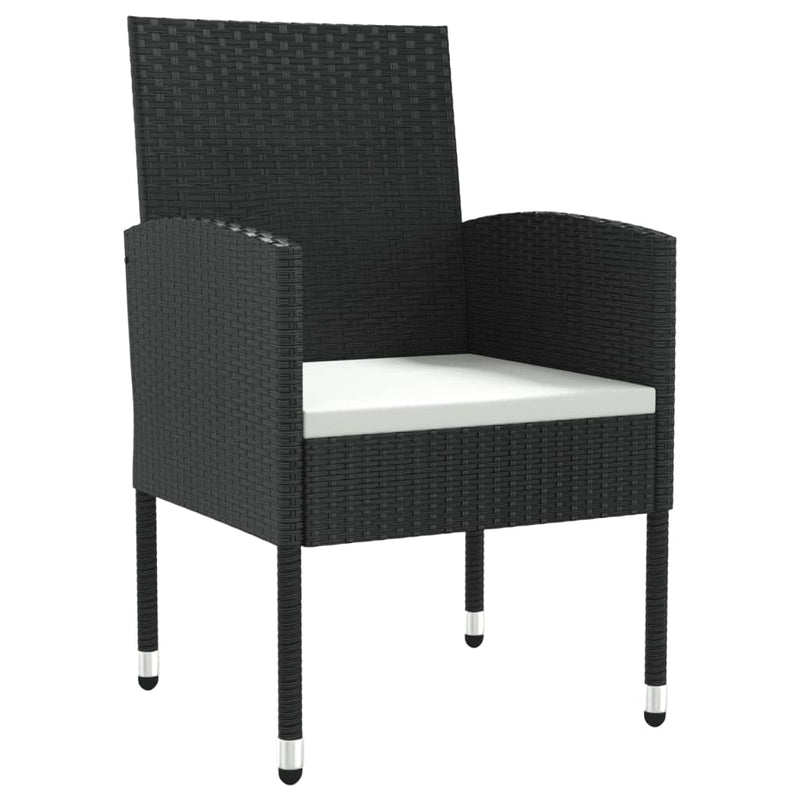vidaXL 3 Piece Garden Dining Set Black Poly Rattan and Steel