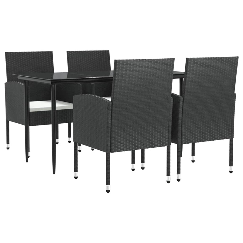 vidaXL 5 Piece Garden Dining Set Black Poly Rattan and Steel