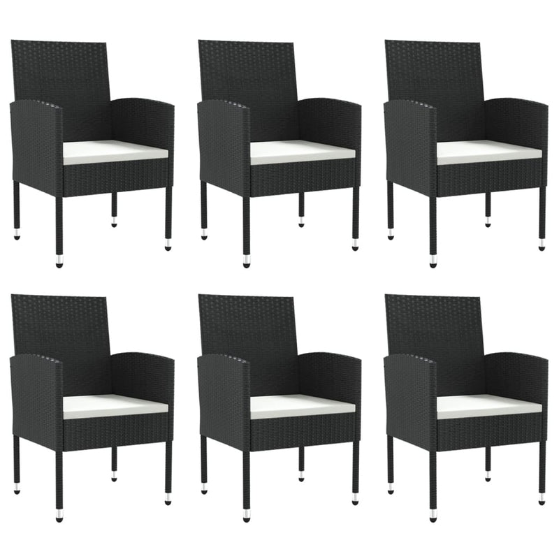vidaXL 7 Piece Garden Dining Set Black Poly Rattan and Steel