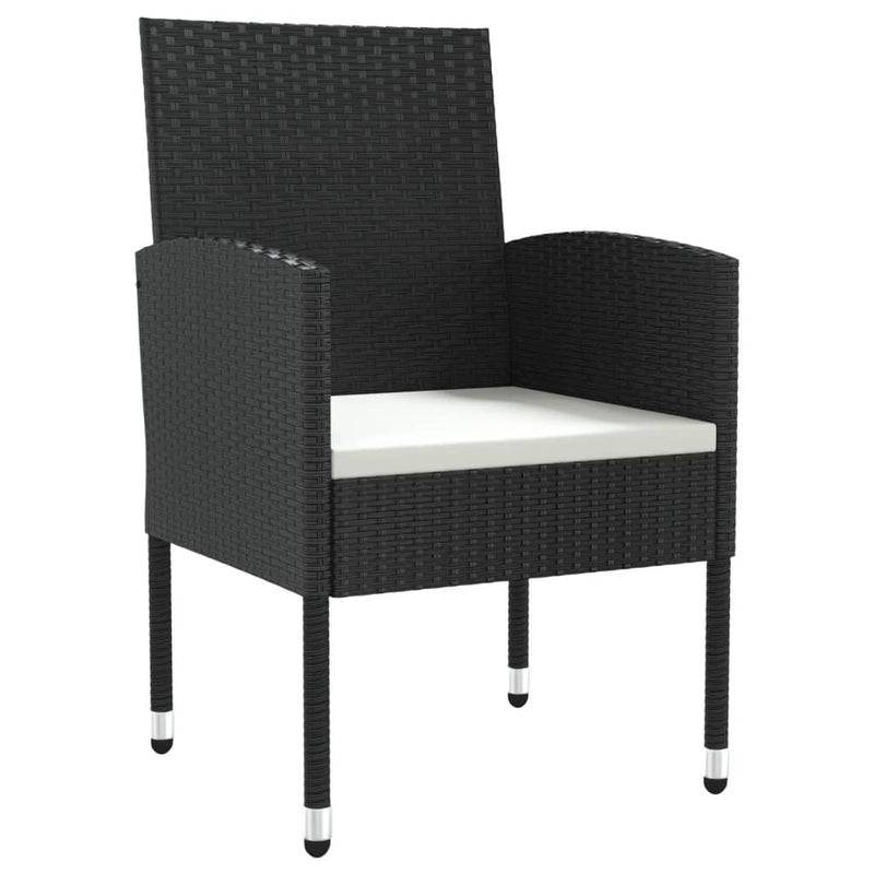 vidaXL 7 Piece Garden Dining Set Black Poly Rattan and Steel