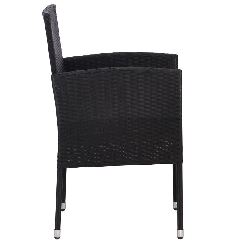 vidaXL 7 Piece Garden Dining Set Black Poly Rattan and Steel