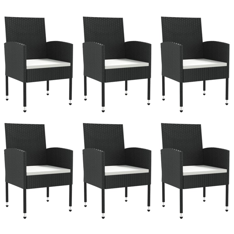vidaXL 7 Piece Garden Dining Set Black Poly Rattan and Steel