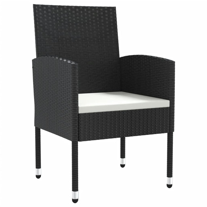 vidaXL 7 Piece Garden Dining Set Black Poly Rattan and Steel