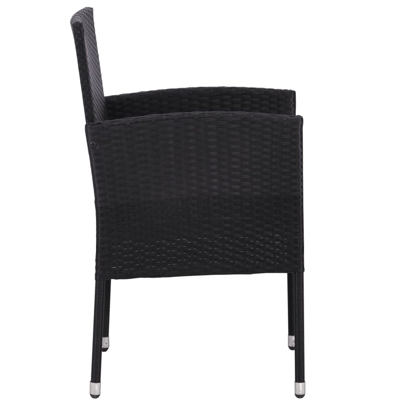 vidaXL 7 Piece Garden Dining Set Black Poly Rattan and Steel