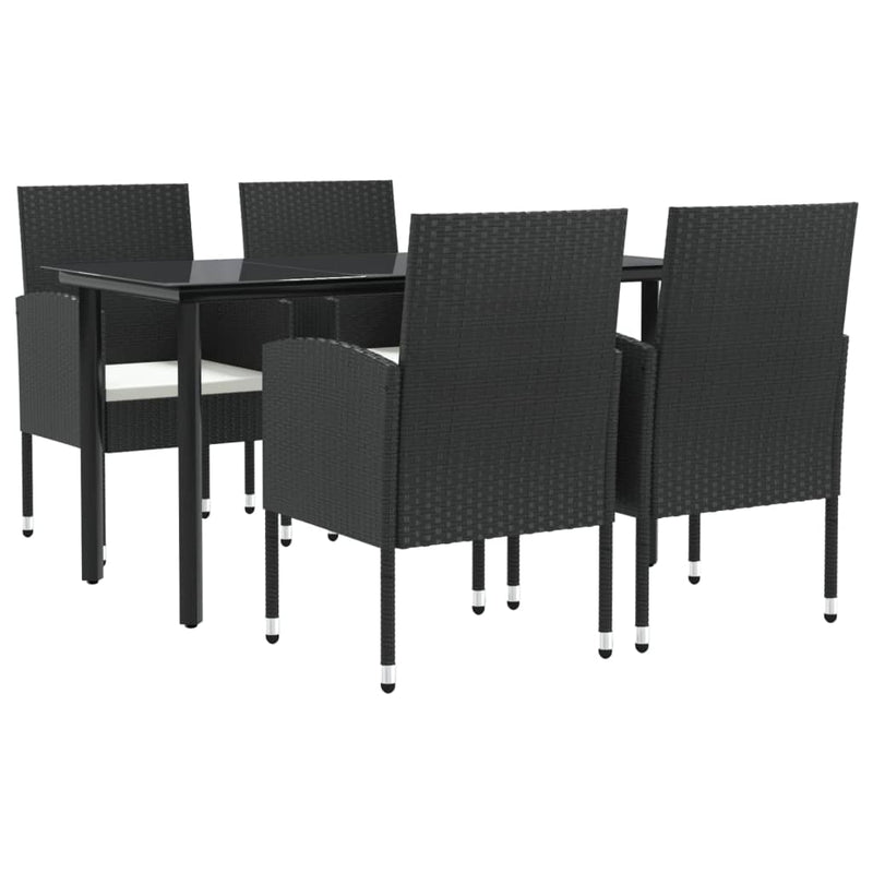 vidaXL 5 Piece Garden Dining Set Black Poly Rattan and Steel