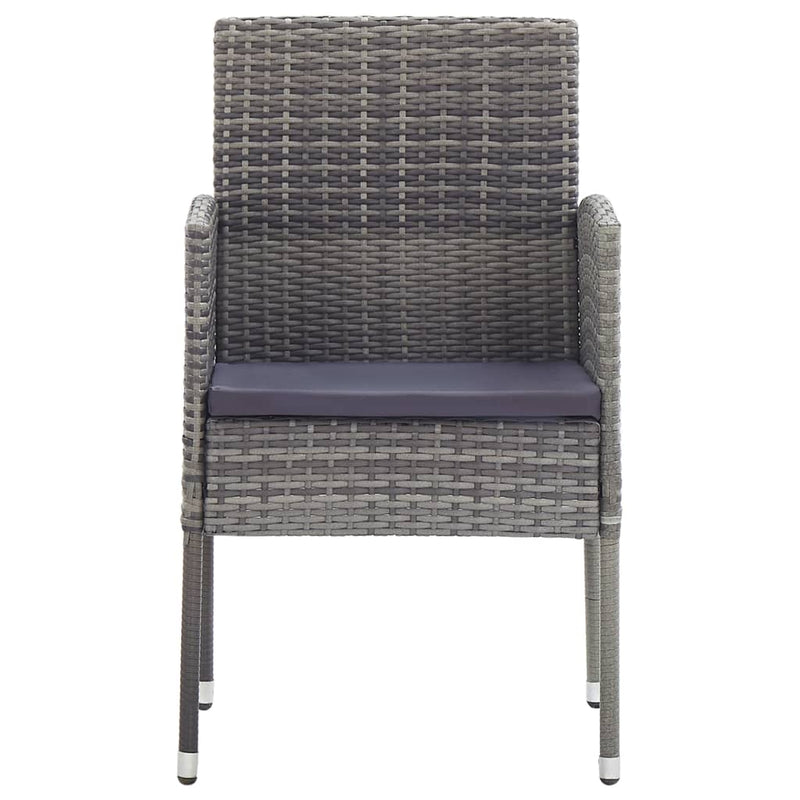 vidaXL 5 Piece Garden Dining Set Grey and Black Poly Rattan and Steel