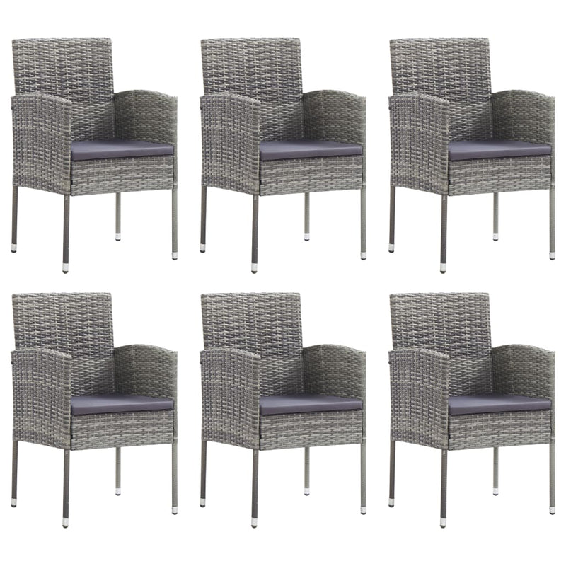 vidaXL 7 Piece Garden Dining Set Grey and Black Poly Rattan and Steel