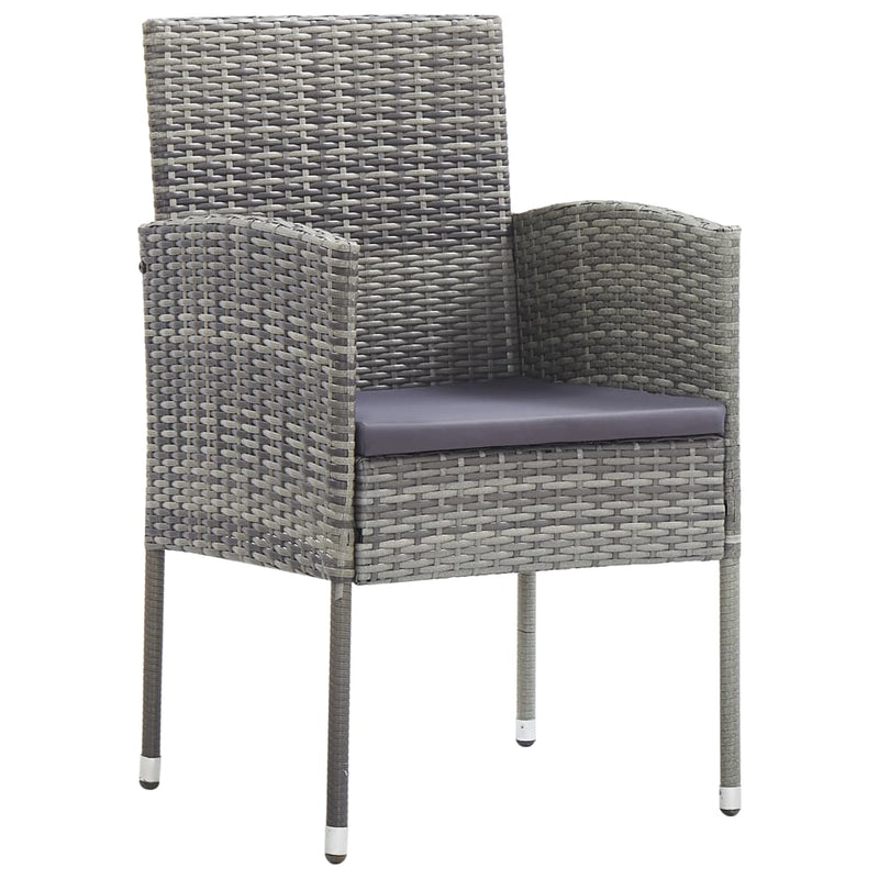 vidaXL 7 Piece Garden Dining Set Grey and Black Poly Rattan and Steel