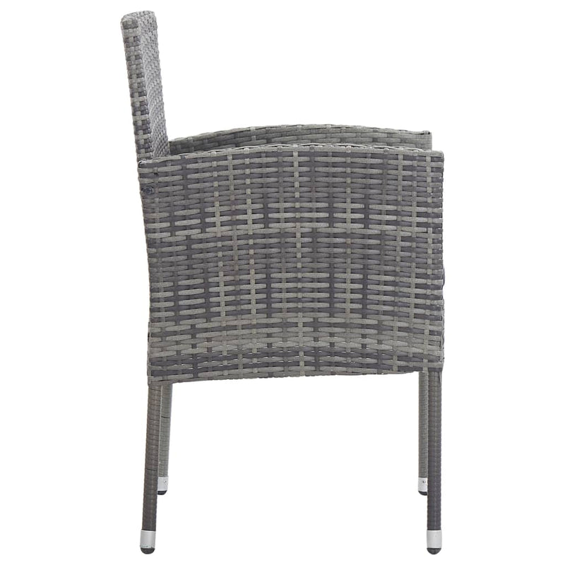 vidaXL 7 Piece Garden Dining Set Grey and Black Poly Rattan and Steel