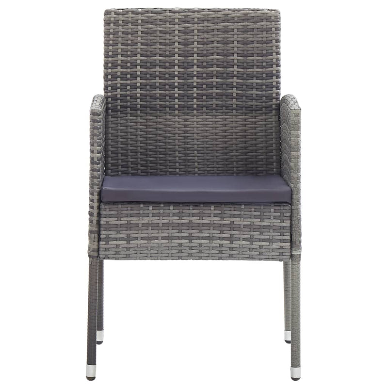 vidaXL 5 Piece Garden Dining Set Grey and Black Poly Rattan and Steel