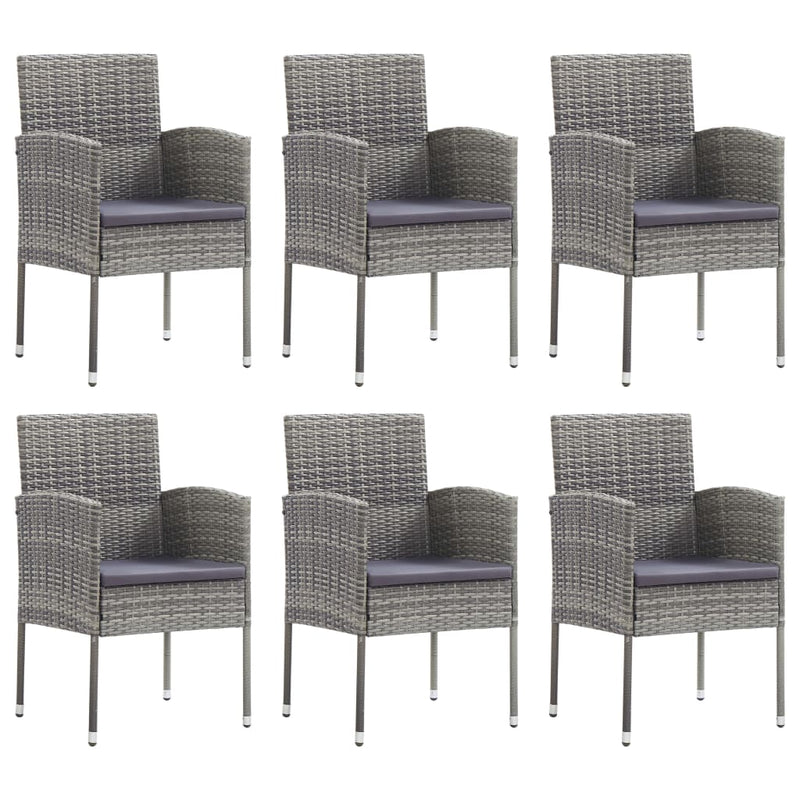 vidaXL 7 Piece Garden Dining Set Grey and Black Poly Rattan and Steel
