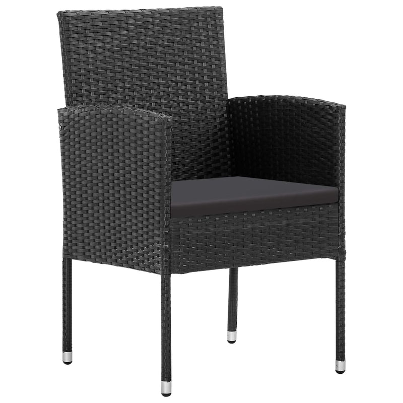 vidaXL 5 Piece Garden Dining Set Black Poly Rattan and Steel
