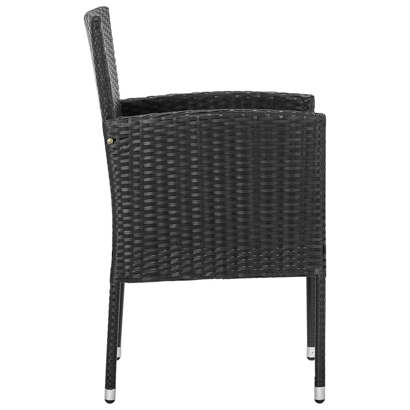 vidaXL 5 Piece Garden Dining Set Black Poly Rattan and Steel