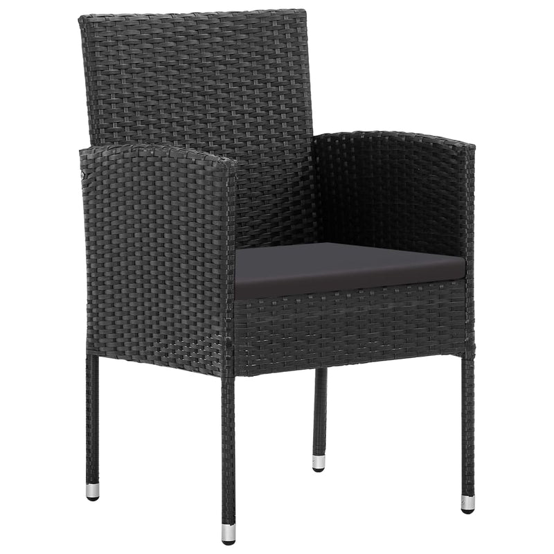 vidaXL 7 Piece Garden Dining Set Black Poly Rattan and Steel