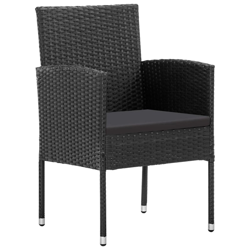 vidaXL 7 Piece Garden Dining Set Black Poly Rattan and Steel