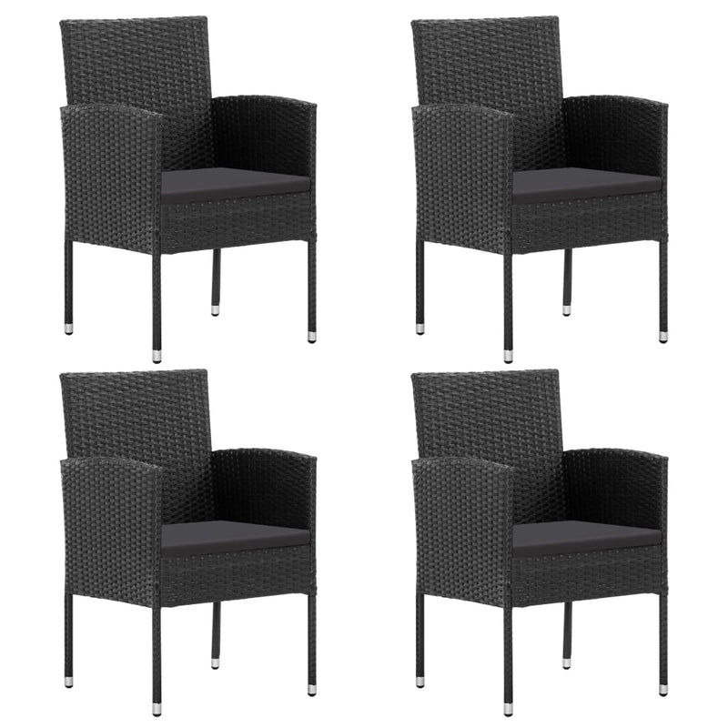vidaXL 5 Piece Garden Dining Set Black Poly Rattan and Steel