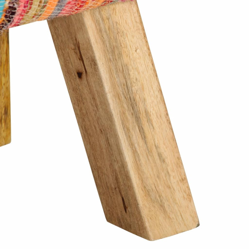 vidaXL Bench Multicolour 160 cm Chindi Fabric and Solid Wood Mango
