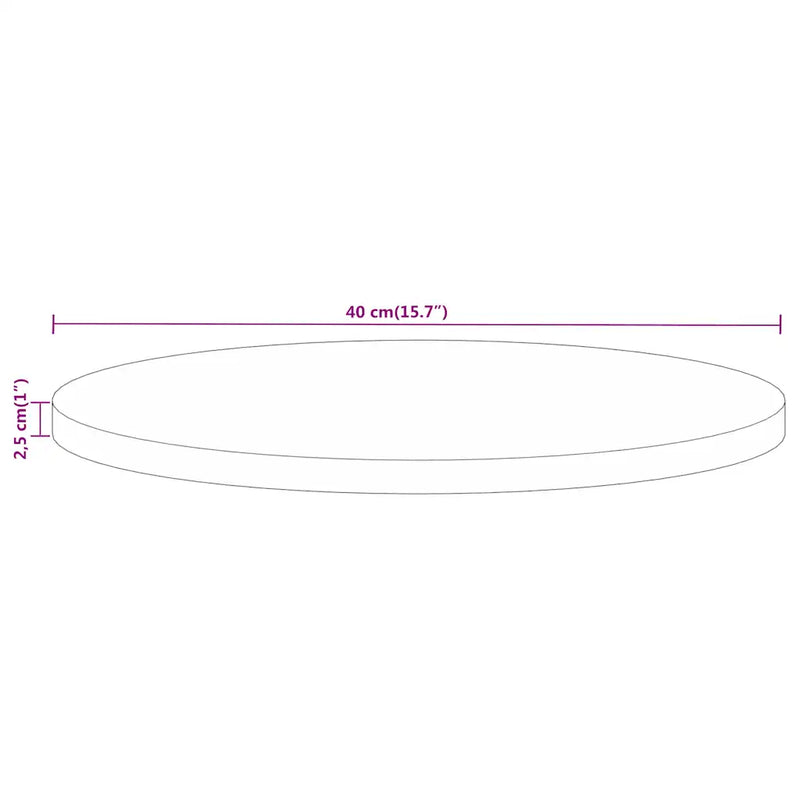 Table Top �� 40x2.5 cm Round Solid Wood Rough Mango