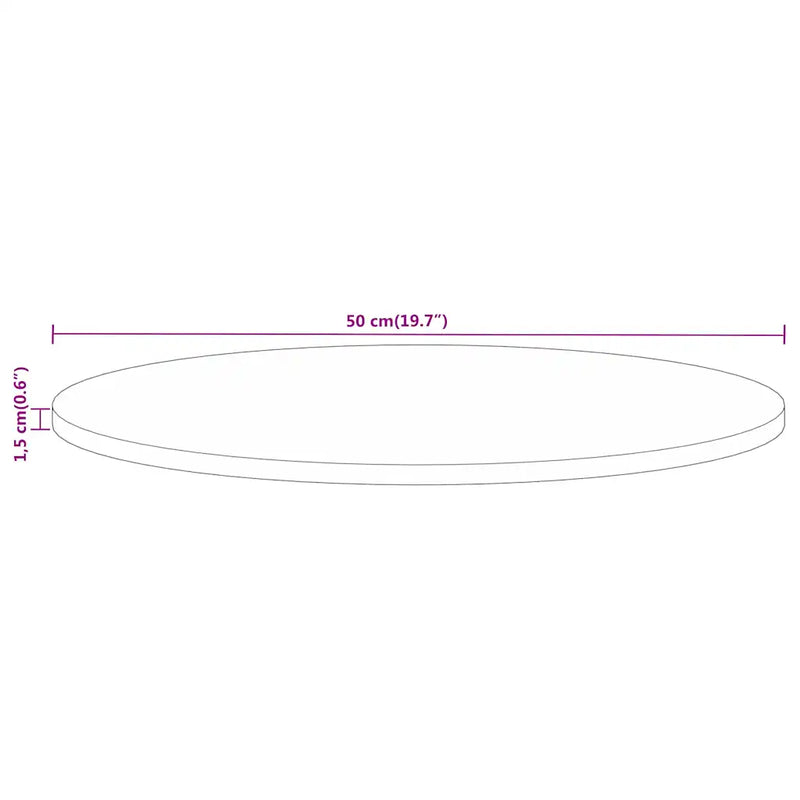 Table Top �� 50x1.5 cm Round Solid Wood Rough Mango