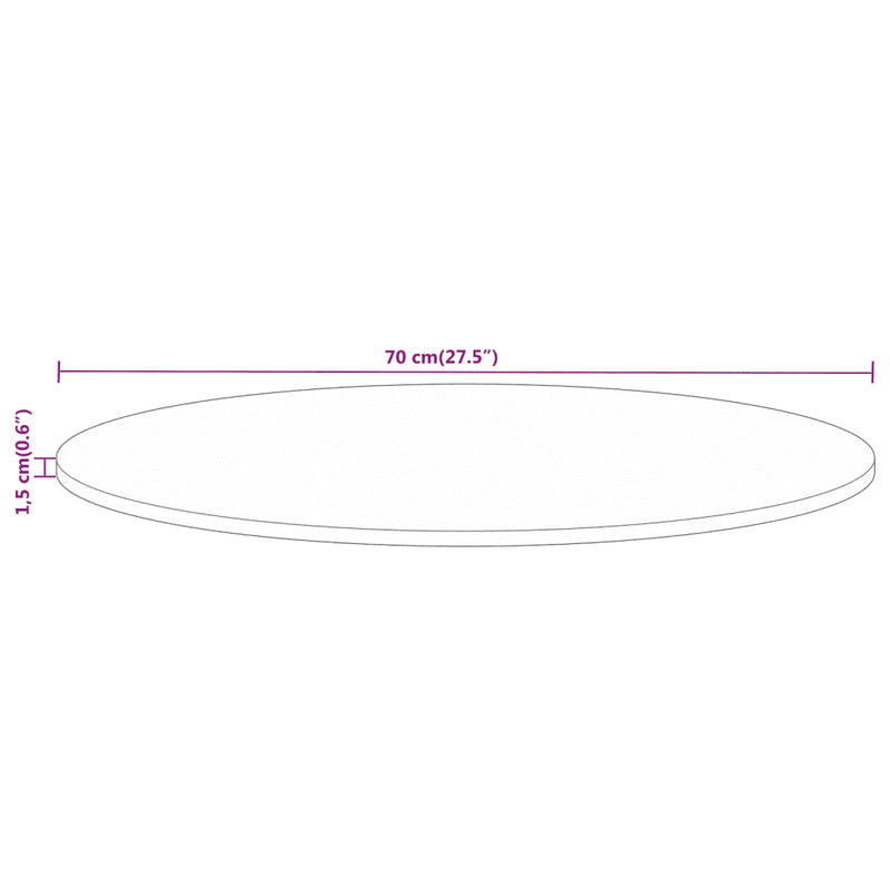 Table Top �� 70x1.5 cm Round Solid Wood Rough Mango