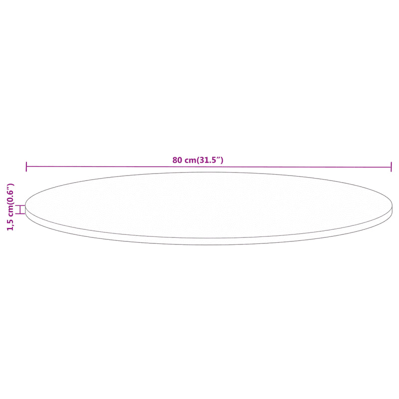 Table Top �� 80x1.5 cm Round Solid Wood Rough Mango