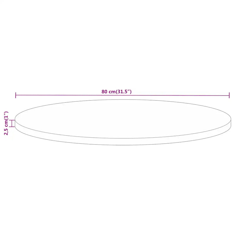 Table Top �� 80x2.5 cm Round Solid Wood Rough Mango