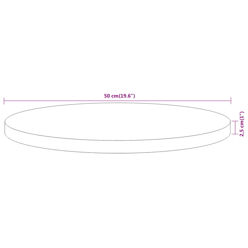 Table Top ��50x2.5 cm Round Solid Wood Acacia