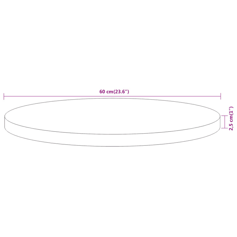 Table Top ��60x2.5 cm Round Solid Wood Acacia