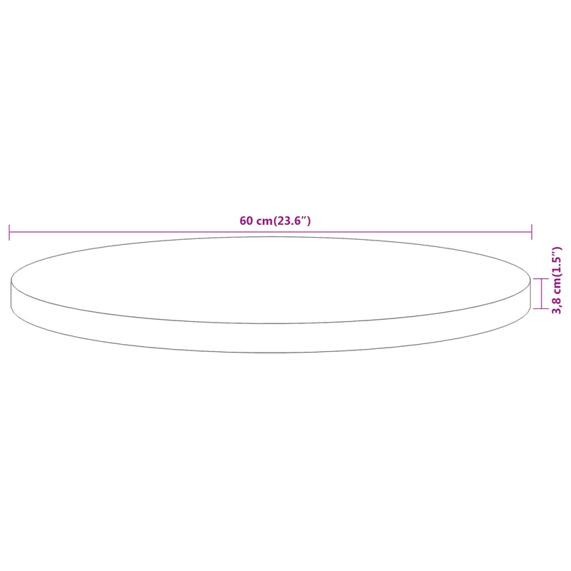 Table Top ��60x3.8 cm Round Solid Wood Acacia