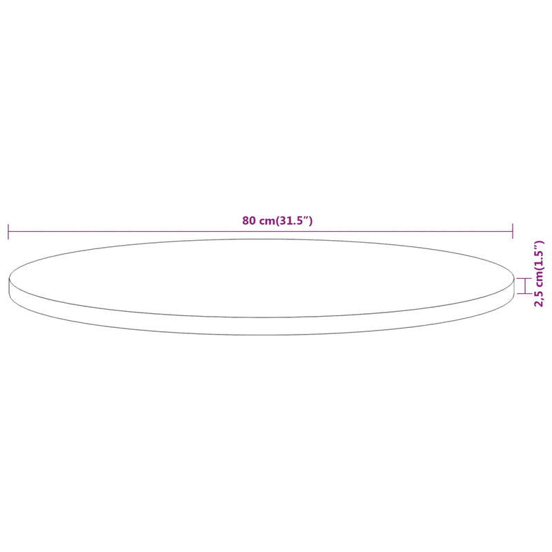 Table Top ��80x2.5 cm Round Solid Wood Acacia