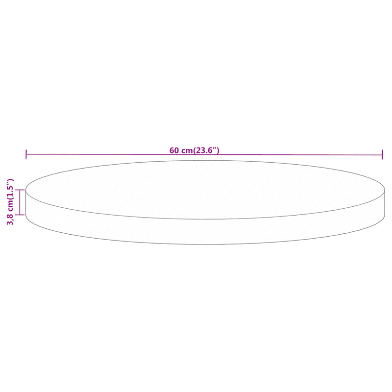 Table Top �� 60x3.8 cm Round Solid Wood Mango