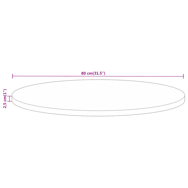Table Top �� 80x2.5 cm Round Solid Wood Mango