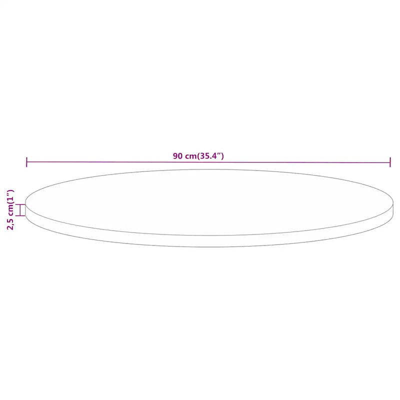 Table Top �� 90x2.5 cm Round Solid Wood Mango