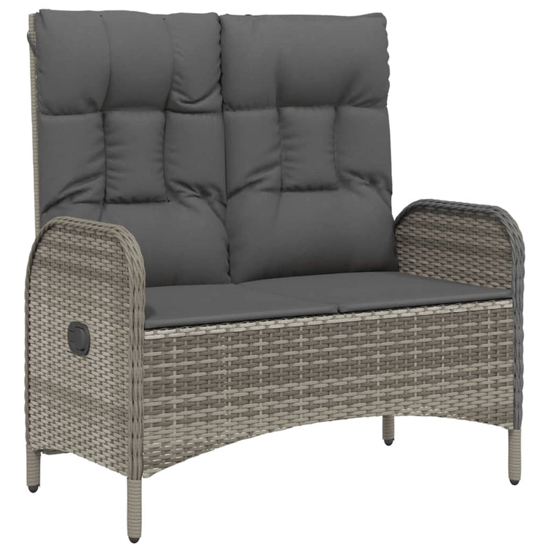 vidaXL 2 Piece Garden Dining Set with Cushions Grey Poly Rattan