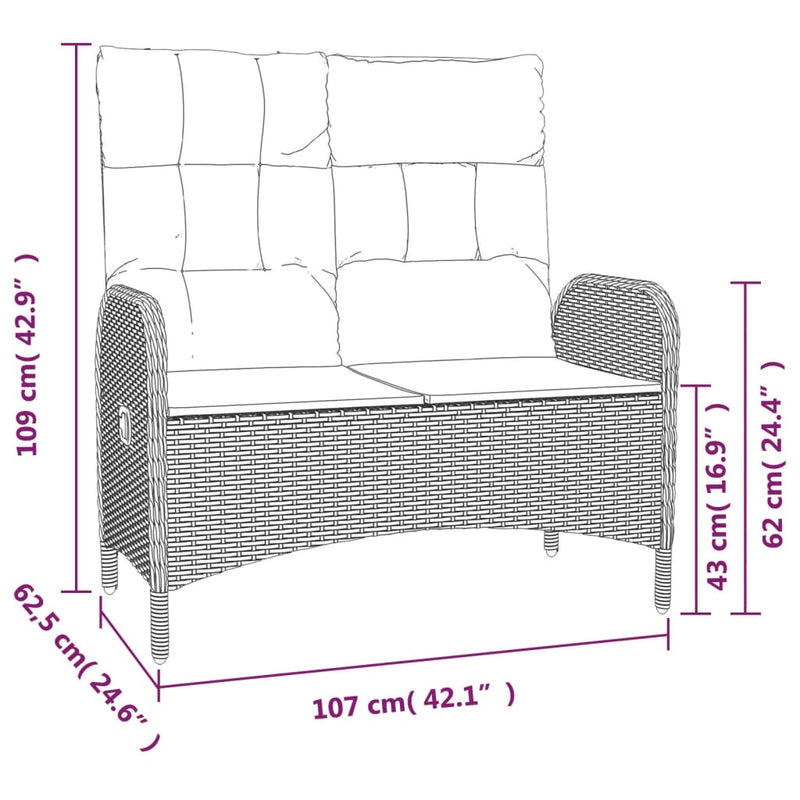 vidaXL 2 Piece Garden Dining Set with Cushions Grey Poly Rattan