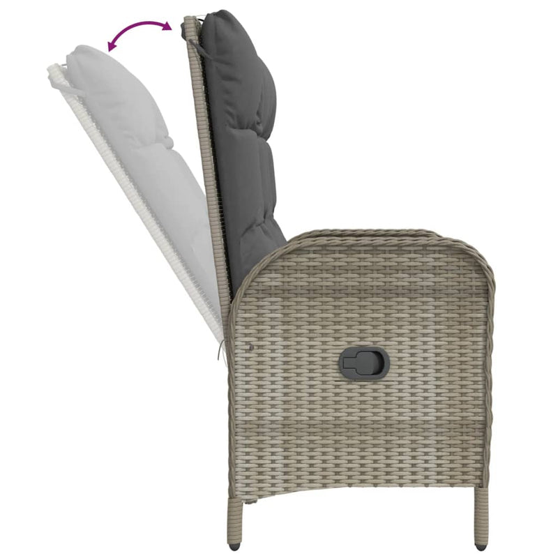vidaXL 2 Piece Garden Dining Set with Cushions Grey Poly Rattan