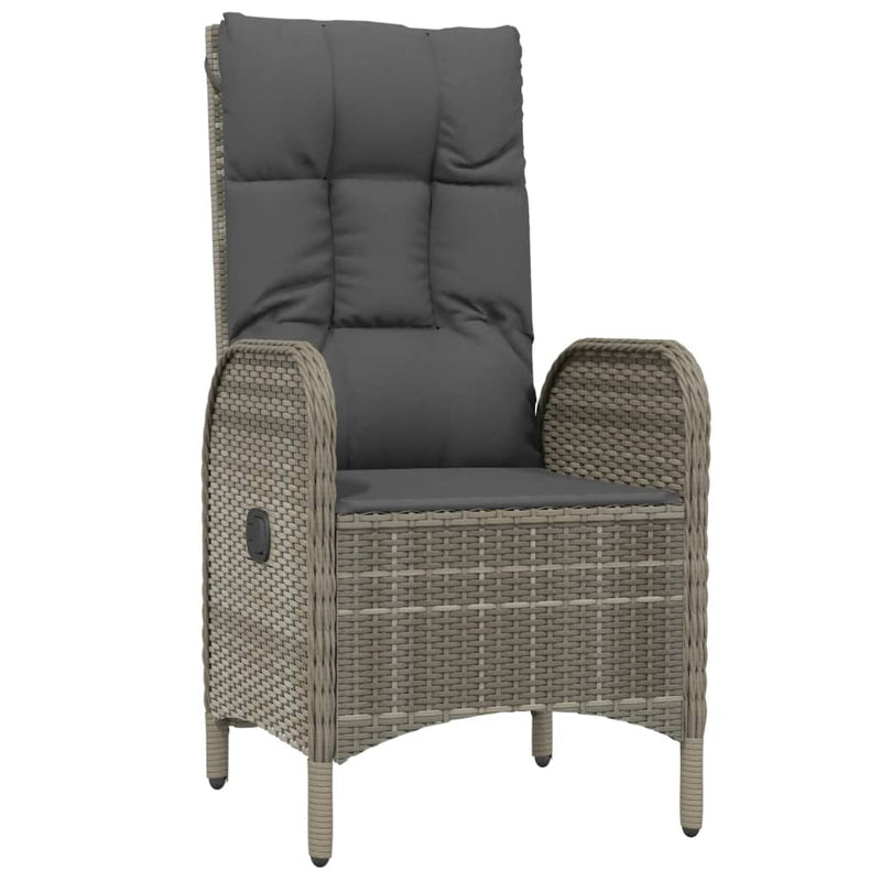 vidaXL 4 Piece Garden Dining Set with Cushions Grey Poly Rattan