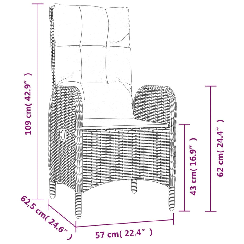 vidaXL 4 Piece Garden Dining Set with Cushions Grey Poly Rattan