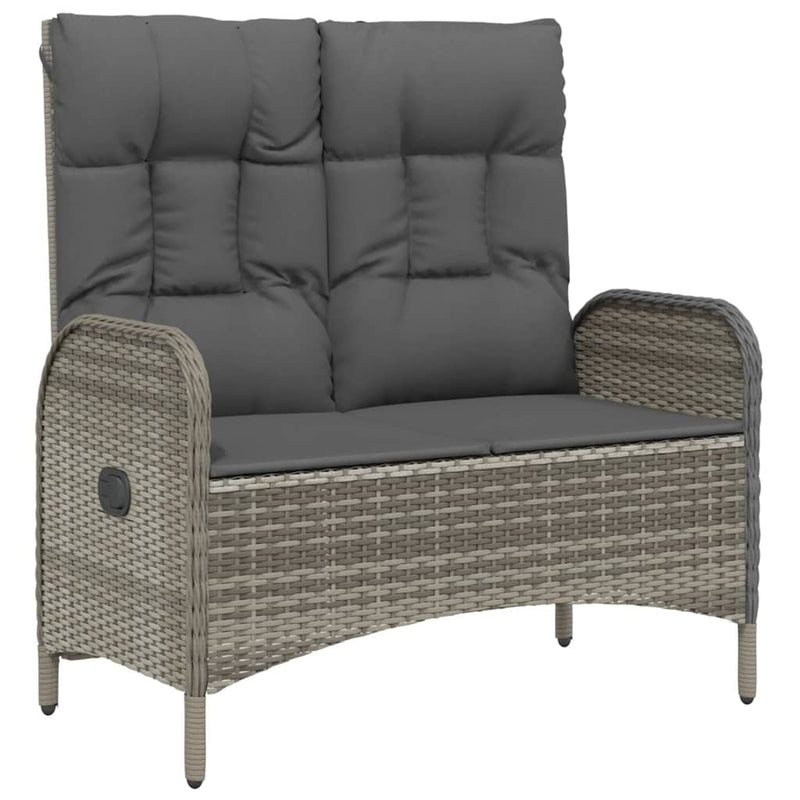 vidaXL 2 Piece Garden Dining Set with Cushions Grey Poly Rattan
