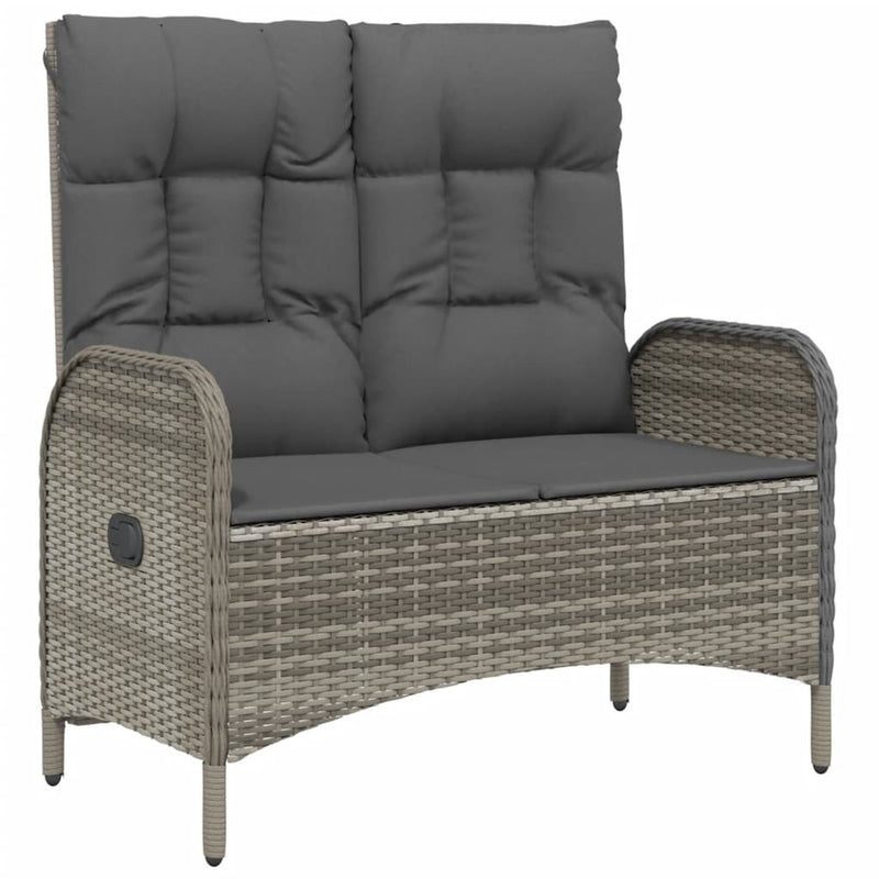 vidaXL 2 Piece Garden Dining Set with Cushions Grey Poly Rattan