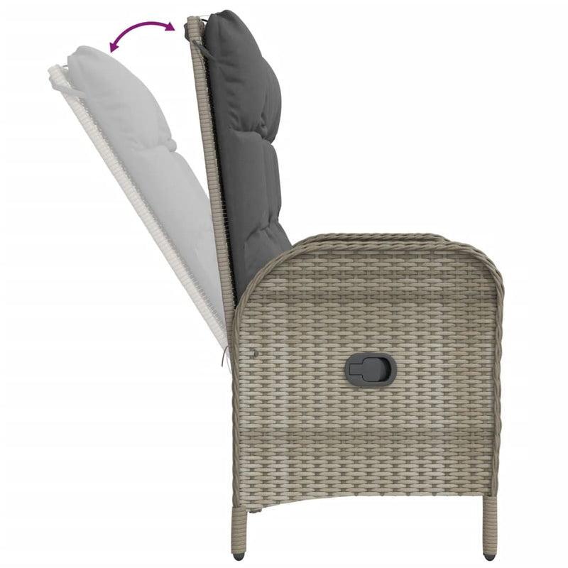 vidaXL 2 Piece Garden Dining Set with Cushions Grey Poly Rattan