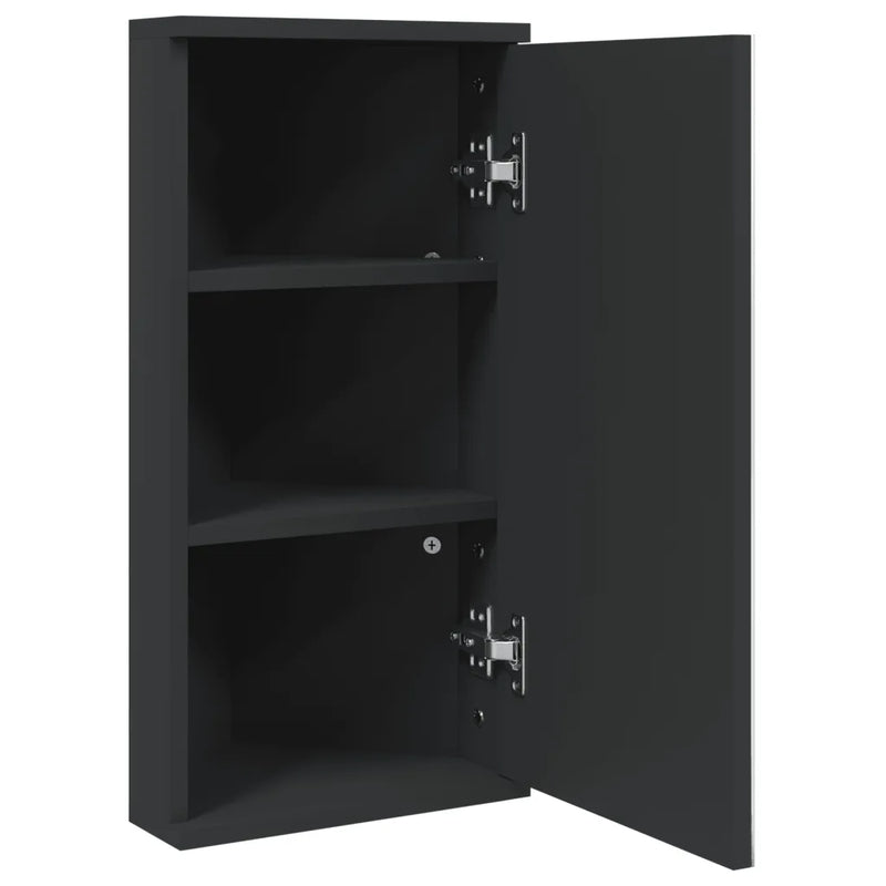 Corner Bathroom Mirror Cabinet Black 30x24x60 cm