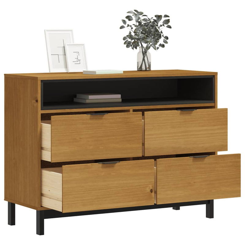 vidaXL Drawer Cabinet FLAM 110x40x80 cm Solid Wood Pine
