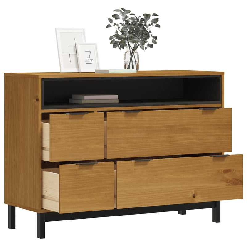 vidaXL Drawer Cabinet FLAM 110x40x80 cm Solid Wood Pine