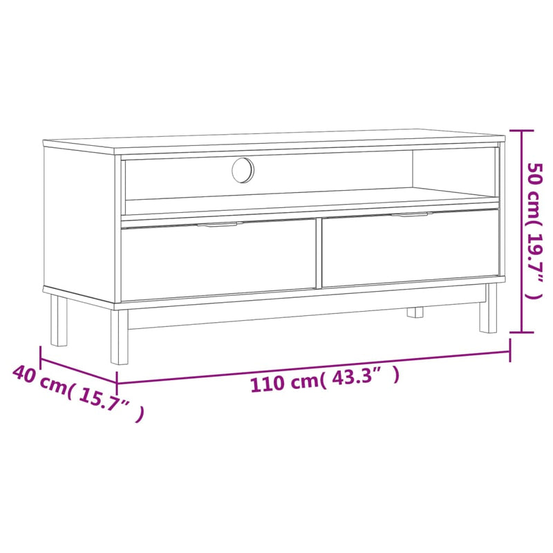 vidaXL TV Cabinet FLAM 110x40x50 cm Solid Wood Pine