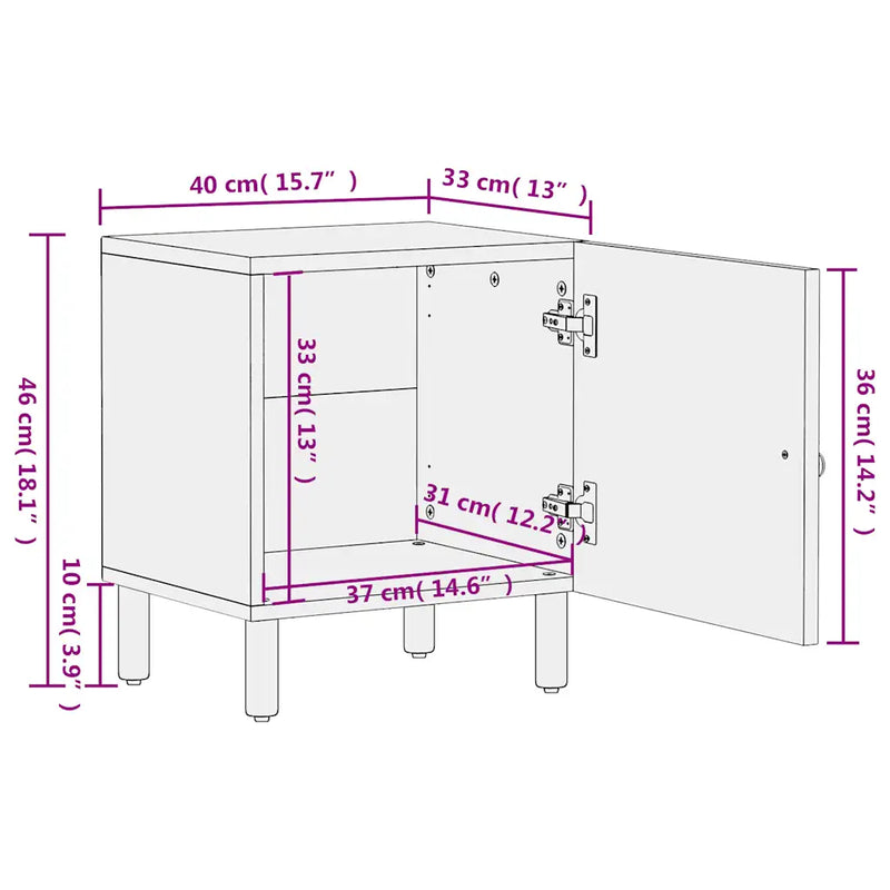 Bedside Cabinets 2 pcs 40x33x46 cm Solid Wood Mango