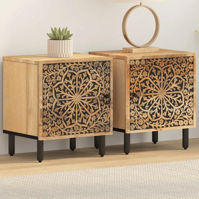 Bedside Cabinets 2 pcs 40x33x46 cm Solid Wood Mango