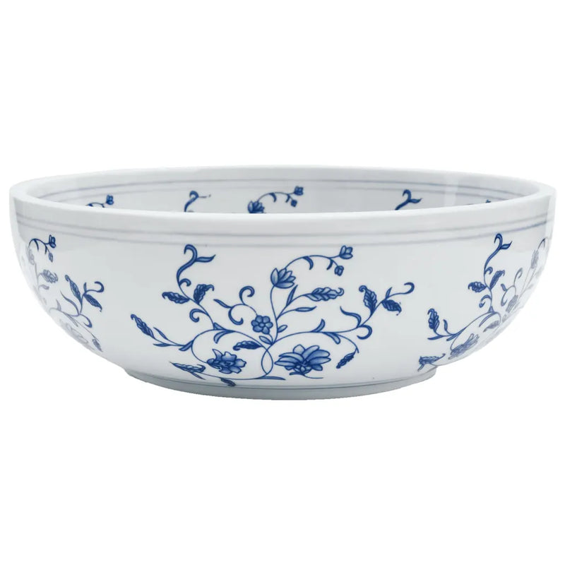 Countertop Basin White and Blue Round ��41x14 cm Ceramic